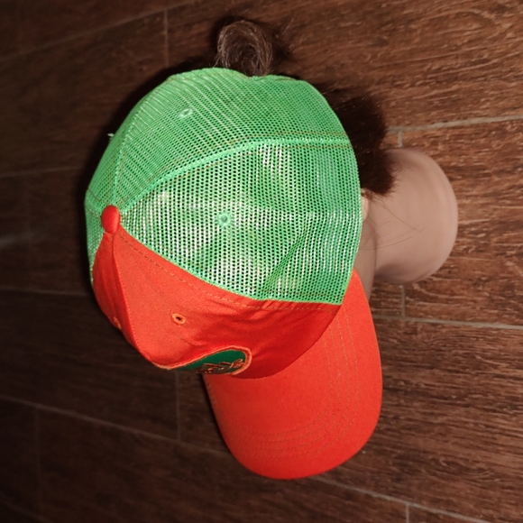 Von Dutch Original Embroidered Logo Trucker Mesh Orange Green Snapback Hat - Picture 2 of 7